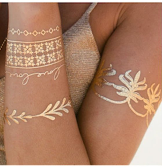 NWT TEMPORARY METALLIC LEAVES BODY TATTOOS - Picture 1 of 3